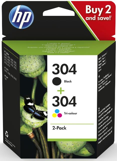 HP 3JB05AE Cartus standard No.304 combo 2-Pack (B/Tri-color), 120+100pag.