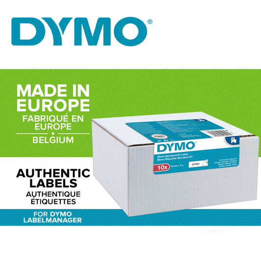 DYMO 2093097 Etichete autocolante, DYMO LabelManager D1, 12mm x 7m, negru/alb, 10 buc/set, 3026980930974