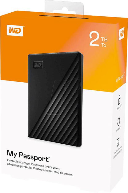 Western Digital WDBYVG0020BBK-WESN My Passport HDD portabil 2TB 2.5inch USB 3.2 slim criptare 256-bit AES negru, 718037869476 718037870281