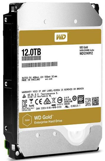 Western Digital WD121KRYZ HDD intern WD, 3.5inch, 12TB, GOLD, SATA3, 7200rpm, 256MB, 718037854519