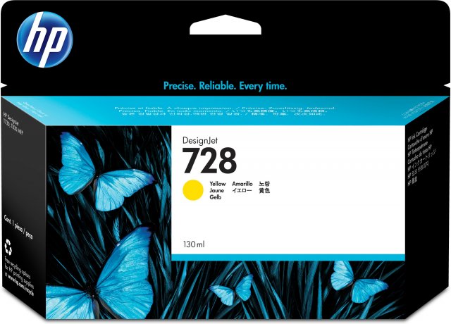 HP F9J65A Cartus Yellow No.728 original HP DesignJet T730, T830, 130ml, 888793397848