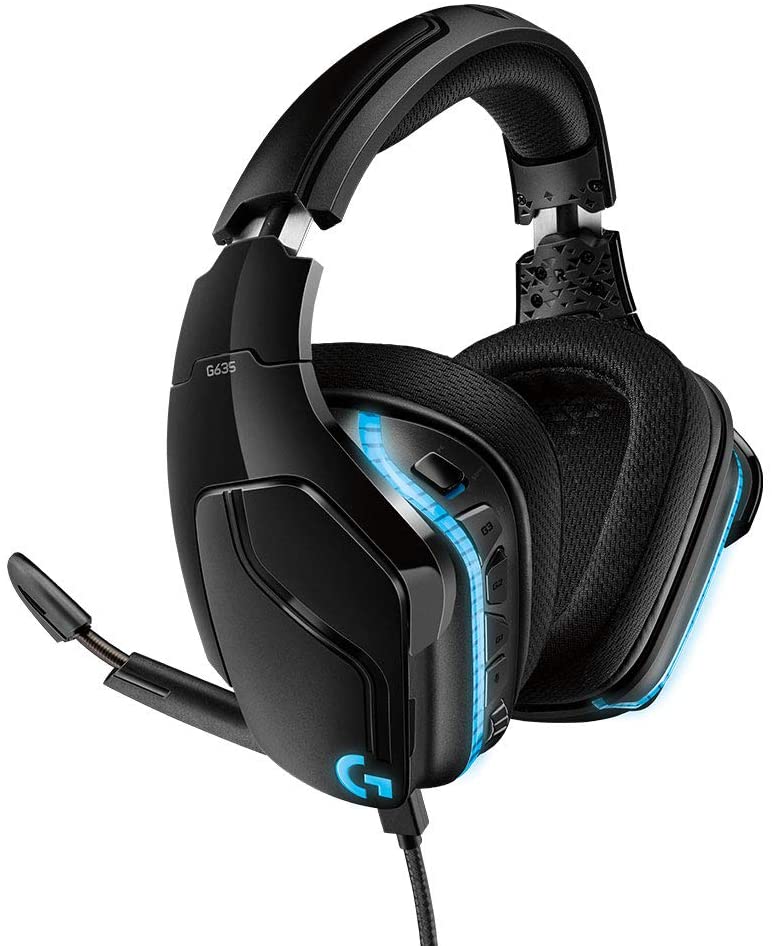 Logitech 981-000750 G635 LIGHTSYNC Gaming Headset, 7.1 Surround Sound, USB, 5099206081925