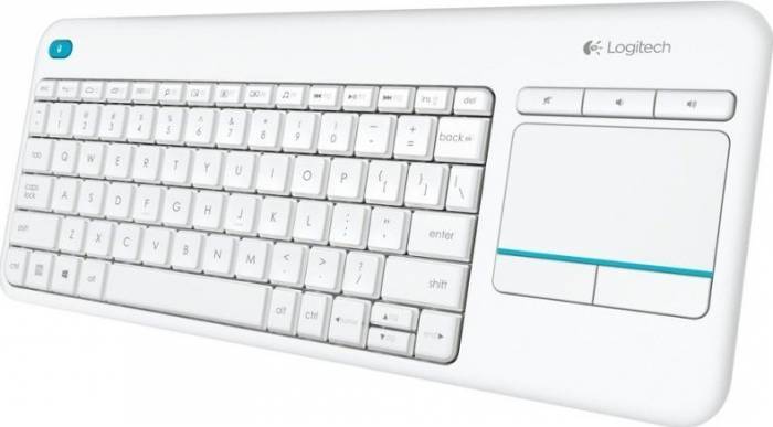 Logitech 920-007146 K400 Plus Tastatura Wireless cu touch pad inclus US International layout, White, 5099206059436