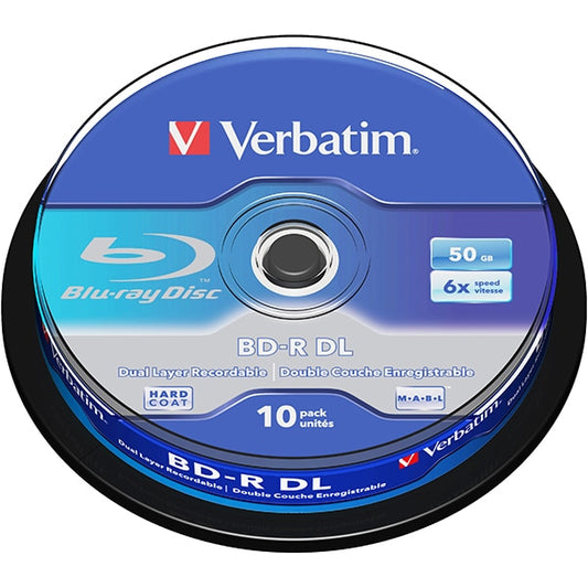 Verbatim 43746 Set 10 BluRay BD-R Dual Layer, 6x, 50GB, White-Blue Surface, 023942437468