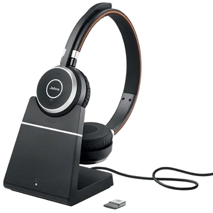 Jabra 6599-823-399 Casca EVOLVE 65 MS fara fir cu suport, Binaural, On-Ear, conectare USB, 5706991020663