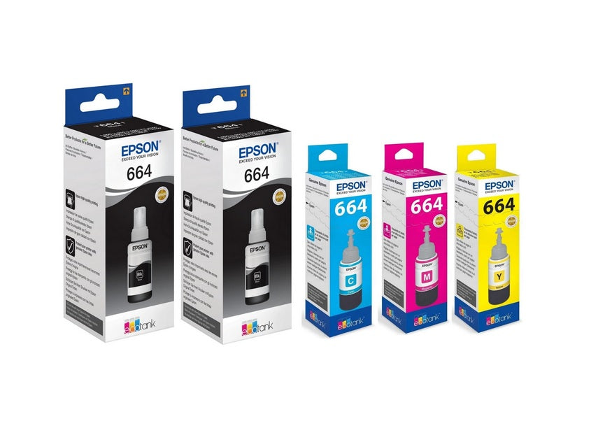 Epson T6641x2/T6642/T6643/T6644 Pachet cartuse cerneala T664 negru x 2,CMY x 1 each