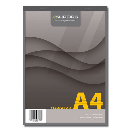 Aurora 2984ST Blocnotes capsat, A4, 80 file 80g/mp, 4 perforatii, dictando, hartie galbena, 5411028081189