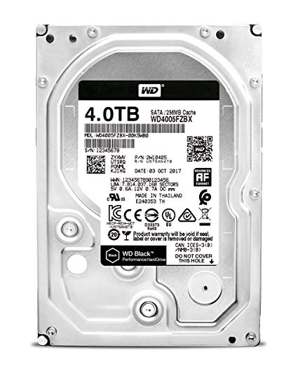 Western Digital WD4005FZBX HDD intern, 3.5", 4TB, BLACK, SATA3, 7200rpm, 256MB, 5706998326553 2W10405