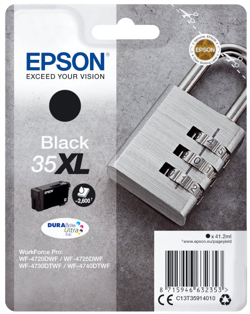 Epson C13T35914010 Cartus cerneala negru No. 35XL pentru WF-4720 / 4725 / 4730 / 4740, 2600 pag, 8715946632353