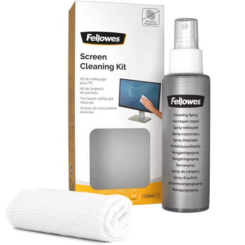 Fellowes 9930501 Set curatare ecran, spray 120ml + laveta microfibra, 043859633357