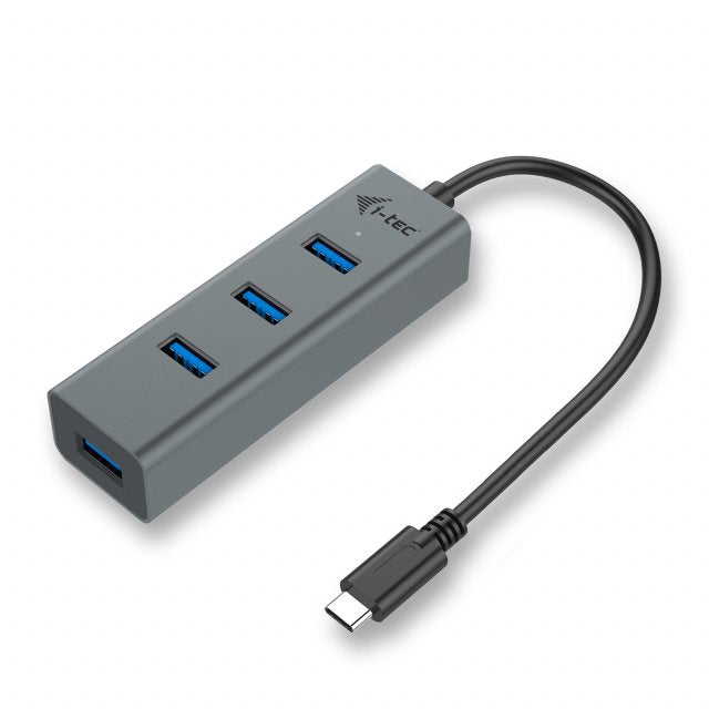 i-Tec C31HUBMETAL403 Metal Hub USB-C 3.0 4 porturi USB-A constructie din aluminiu Space Grey, 8595611702266