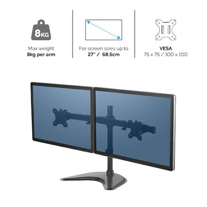 Fellowes 8043701 Professional Series Freestanding Dual Horizontal Monitor Arm, 043859728008