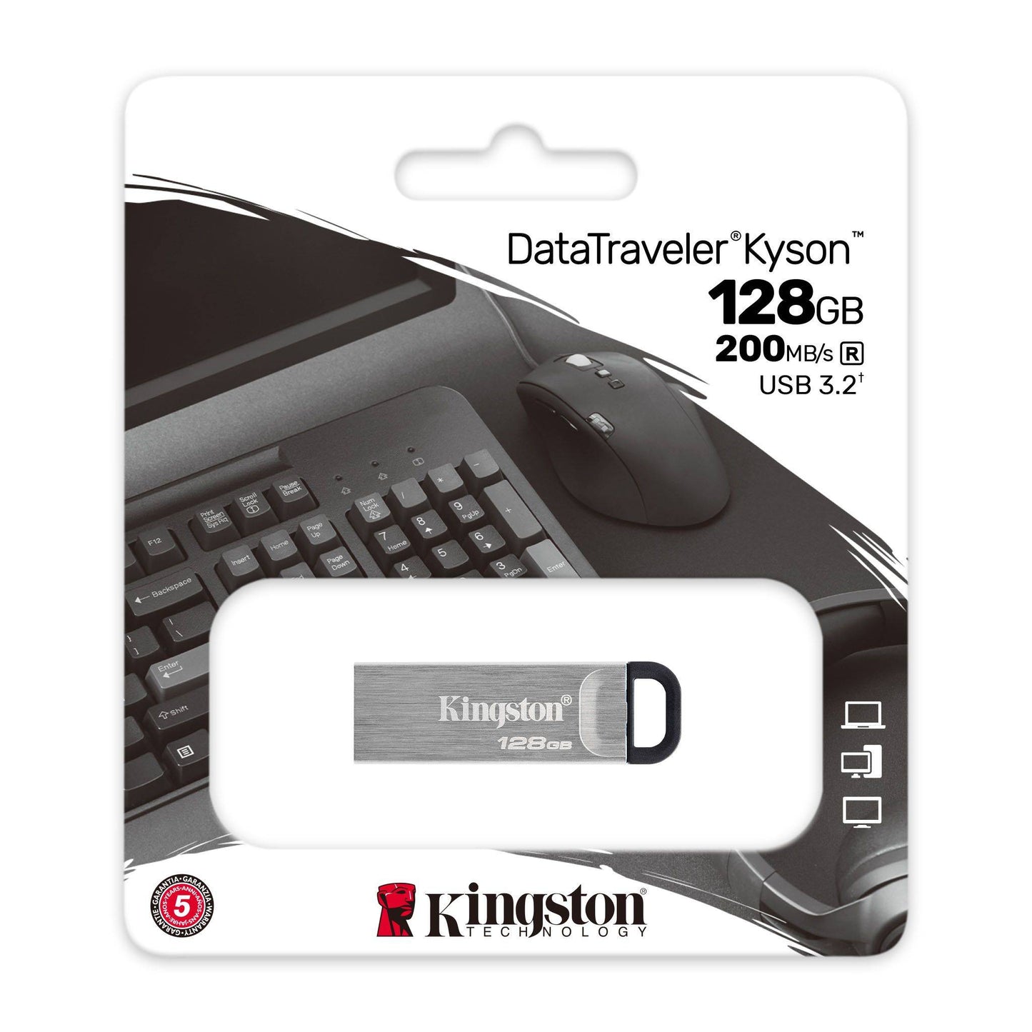 Kingston DTKN/128GB Stick USB 128GB USB 3.2 DataTraveler Kyson metalic, 740617309119