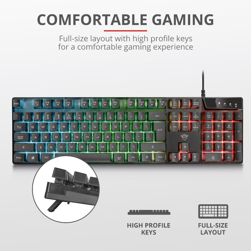 Trust 23651 GXT 835 Azor Illuminated tastatura gaming cu fir iluminare RGB Anti-Ghosting