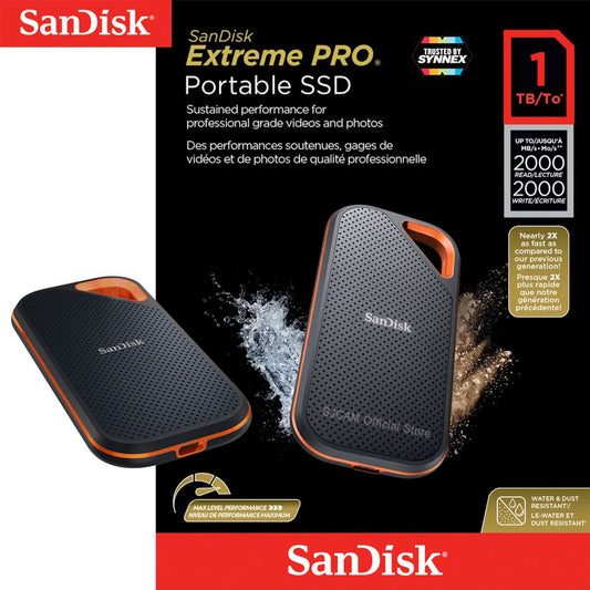 SanDisk SDSSDE81-1T00-G25 Extreme PRO v2 SSD portabil 1TB 2.5inch USB 3.2 Gen2, 2000MB/s IP55, 619659181284