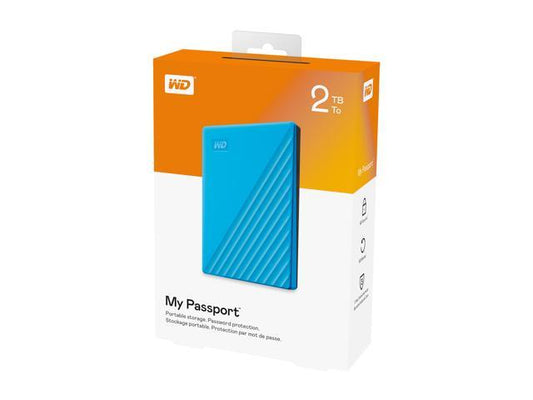 Western Digital WDBYVG0020BBL-WESN My Passport HDD portabil 2TB 2.5inch USB 3.2 slim cripare 256-bit AES albastru, 718037870281