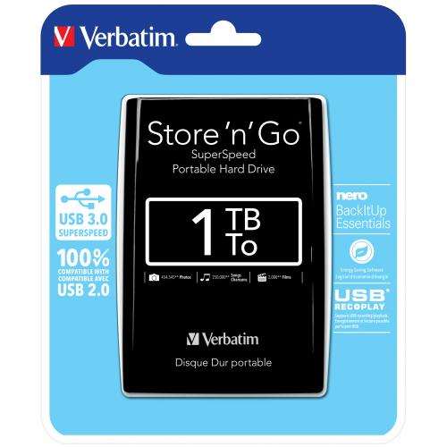 Verbatim 53023 Store n Go HDD portabil 1TB 2.5inch USB 3.0 negru, 23942530237