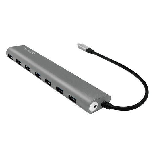 LogiLink UA0310 Hub USB-C 3.1 7 porturi USB-A 3.0 cablu 0.1m argintiu
