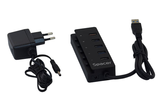 Spacer SPH-4USB30-1QC SPH-4USB30-1QC Hub USB 3.0 4 porturi USB-A 3.0 + 1 port USB-A quick charge