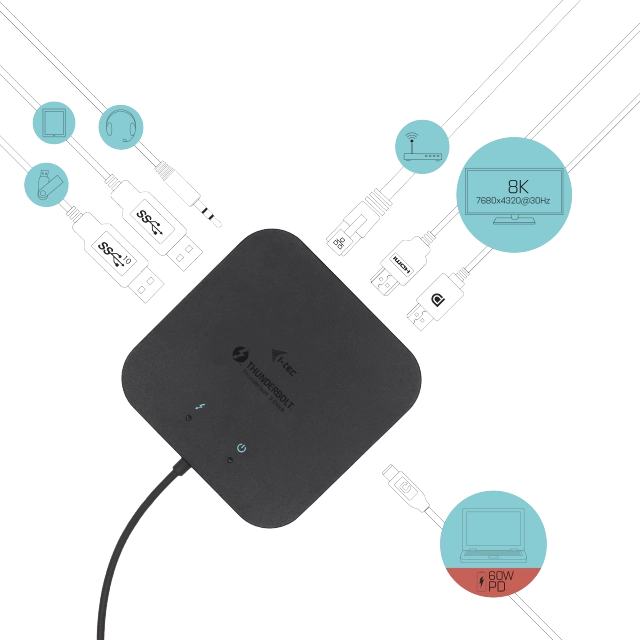 i-Tec TB3TRAVELDOCKPD Travel Dock Dual 4K Display + Power Delivery 60W, Thunderbolt 3 (USB-C), 8595611703744