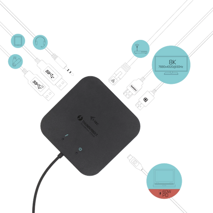 i-Tec TB3TRAVELDOCKPD Travel Dock Dual 4K Display + Power Delivery 60W, Thunderbolt 3 (USB-C), 8595611703744