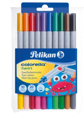 Pelikan 949511 Carioci Colorella Twin C304 varf 1 mm & 2 mm, set 10 buc, 4012700949516