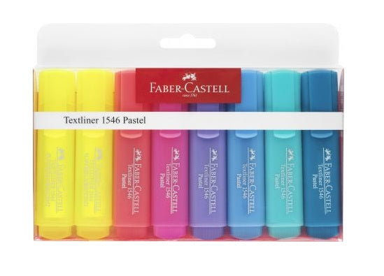 Faber-Castell FC154681 Set textmarker 1546 8 culori 2 x galben superfluorescent + 6 x pastel, 4005401546818