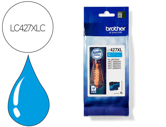 Brother LC427XLC LC-427XLC Cartus cyan HC pentru MFC-J5955DW, MFC-J6955DW, MFC-J6957DW, 3000pg, 4977766815512