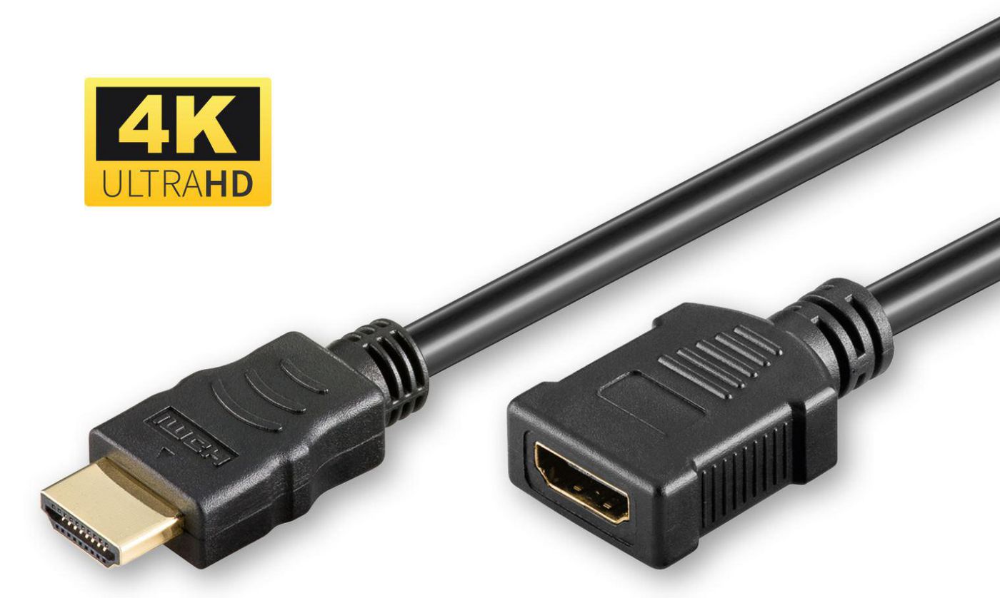 MicroConnect HDM19191FV1.4 HDMI High Speed Extension Cable, 1m, Black, 5711045384769