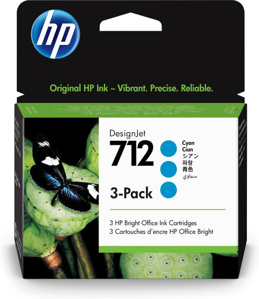 HP 3ED77A Set Cartuse ink no. 712 3-Pack 29mlx3buc, Cyan, pt. DesignJet, 193905352869