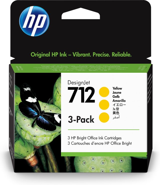 HP 3ED79A Set cartuse ink no. 712 3-Pack 29mlx3buc, Yellow, pt. DesignJet, 193905352883