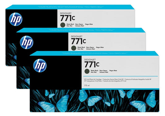 HP B6Y31A Set 3buc Cartus ink no. 771C matte black standard capacity 3 x 775ml, 887111301246