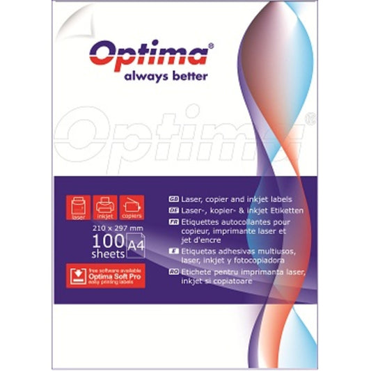 OPTIMA OP-414105423 Etichete albe autoadezive 14/A4 105x42,3mm 100 coli/top, 5949034805036