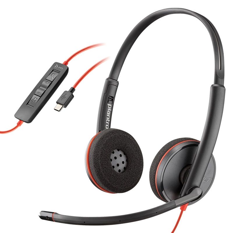 Poly 80S07A6 Casca BLACKWIRE C3220 cu fir, Binaural, On-Ear, conectare USB-C, 017229173132