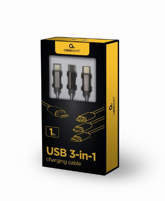 Gembird CC-USB2-AM31-1M-S Cablu alimentare si date pentru smartphone USB 2.0 Lightning, USB-C, Micro-USB, 8716309100601