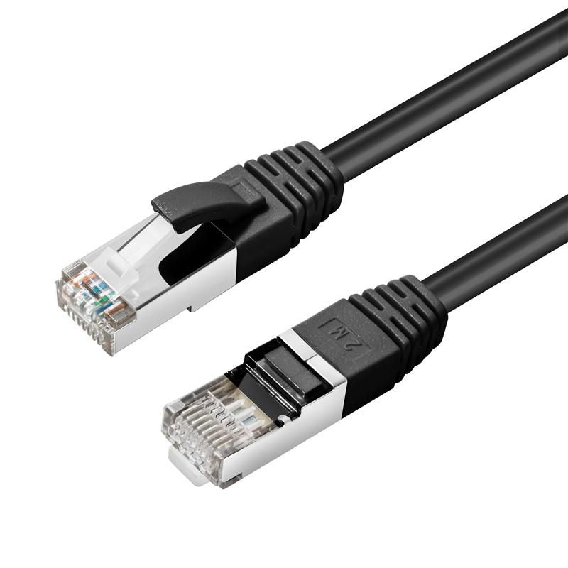 MicroConnect MC-SFTP6A02S Patch cord 2m Black CAT6A S/FTP LSZH up to 10GB 500Mhz PoE+ ready, 5704174257738