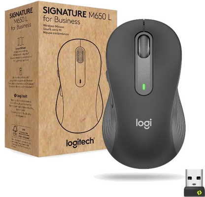 Logitech 910-006274 Signature M650 Wireless Mouse for Business, Graphite, medium, 5099206097254