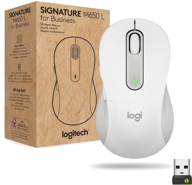 Logitech 910-006275 Signature M650 Wireless Mouse for Business, Off-white, medium, 5099206097261