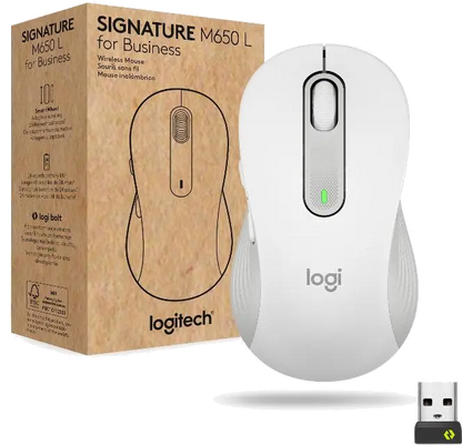 Logitech 910-006275 Signature M650 Wireless Mouse for Business, Off-white, medium, 5099206097261