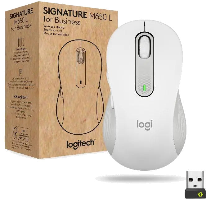 Logitech 910-006275 Signature M650 Wireless Mouse for Business, Off-white, medium, 5099206097261