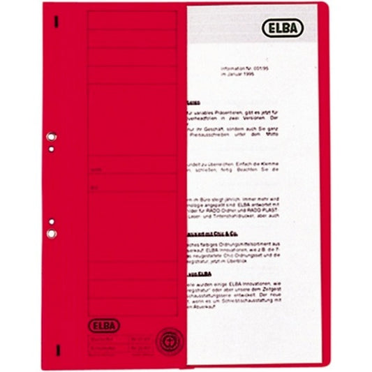 Elba E-100551882 Dosar A4 carton 250g/mp, cu capse pentru incopciat, coperta 1/2, Rosu, 4002030211100
