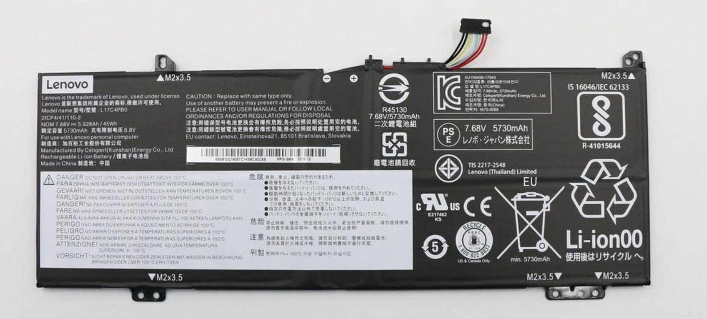 Lenovo 5B10W67428 FRU 530S CP/C L17C4PB0, 7.68V45Wh4cell bty, 5704174086512