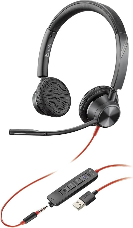 Poly 214016-01 Casca BLACKWIRE 3325-M cu fir, Binaural, On-Ear, conectare USB-A si Jack 3.5mm, 017229167780