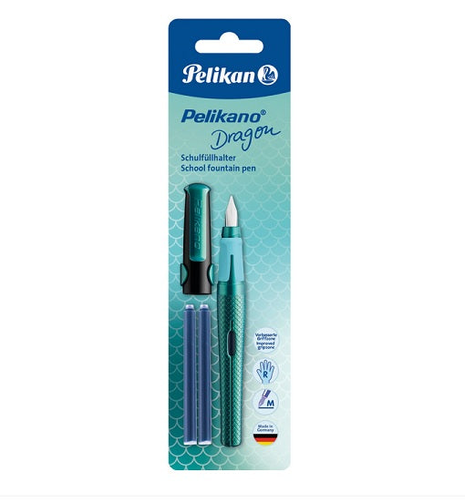 Pelikan 817110 Stilou Pelikano, penita M din otel inoxidabil, tucoaz/ negru, 4012700817112