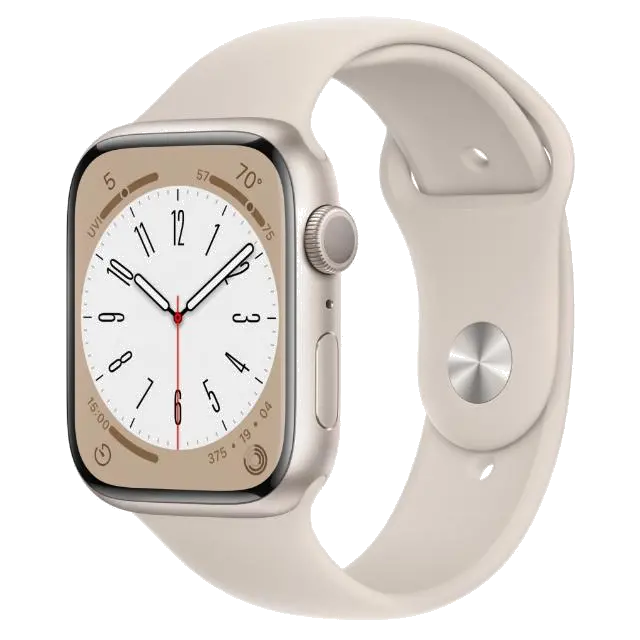 Apple MNP23WB/A Apple Watch S8 GPS 45mm Starlight Aluminium Case with Starlight Sport Band Reg, 194253149736