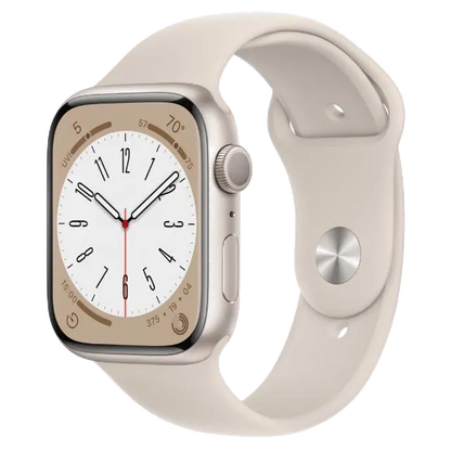 Apple MNP23WB/A Apple Watch S8 GPS 45mm Starlight Aluminium Case with Starlight Sport Band Reg, 194253149736