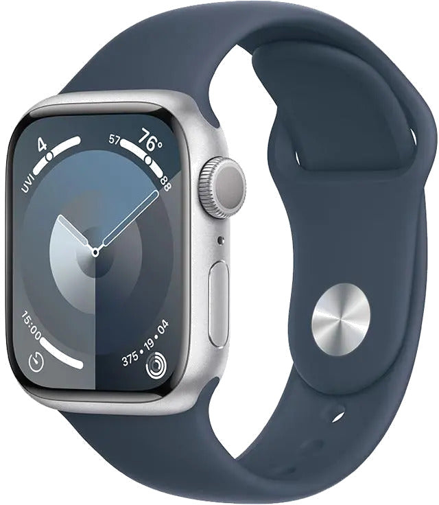 Apple MR903QP/A Apple Watch S9 GPS 41mm Silver Alu Case w Storm Blue Sport Band S/M, 195949030161