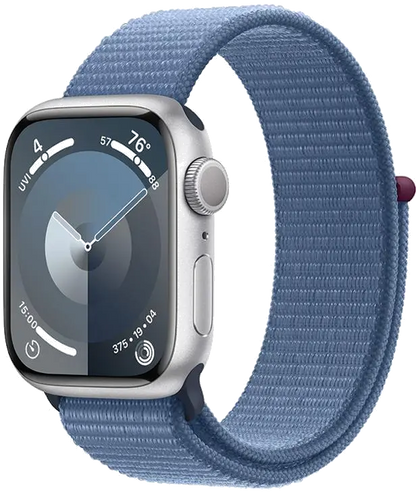 Apple MR923QP/A Apple Watch S9 GPS 41mm Silver Alu Case w Winter Blue Sport Loop, 195949030383