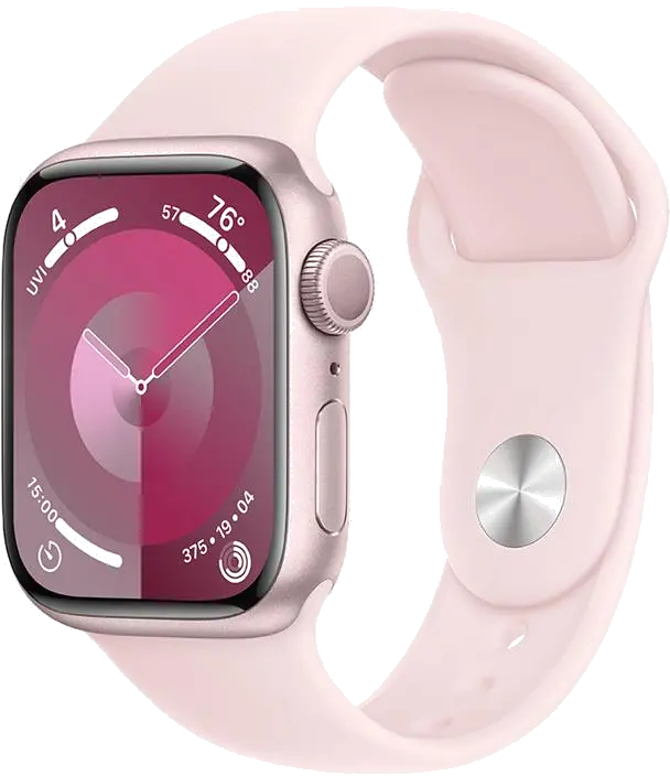 Apple MR933QP/A Apple Watch S9 GPS 41mm Pink Alu Case w Light Pink Sport Band S/M, 195949030499