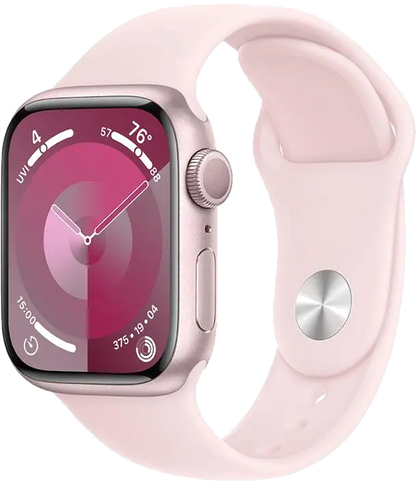 Apple MR933QP/A Apple Watch S9 GPS 41mm Pink Alu Case w Light Pink Sport Band S/M, 195949030499